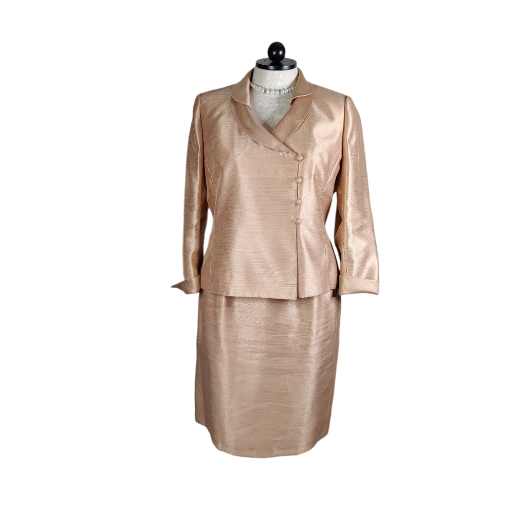 Suit Studio 16P Petite Skirt Suit Shiny Pink Perfect for Spring and Summer